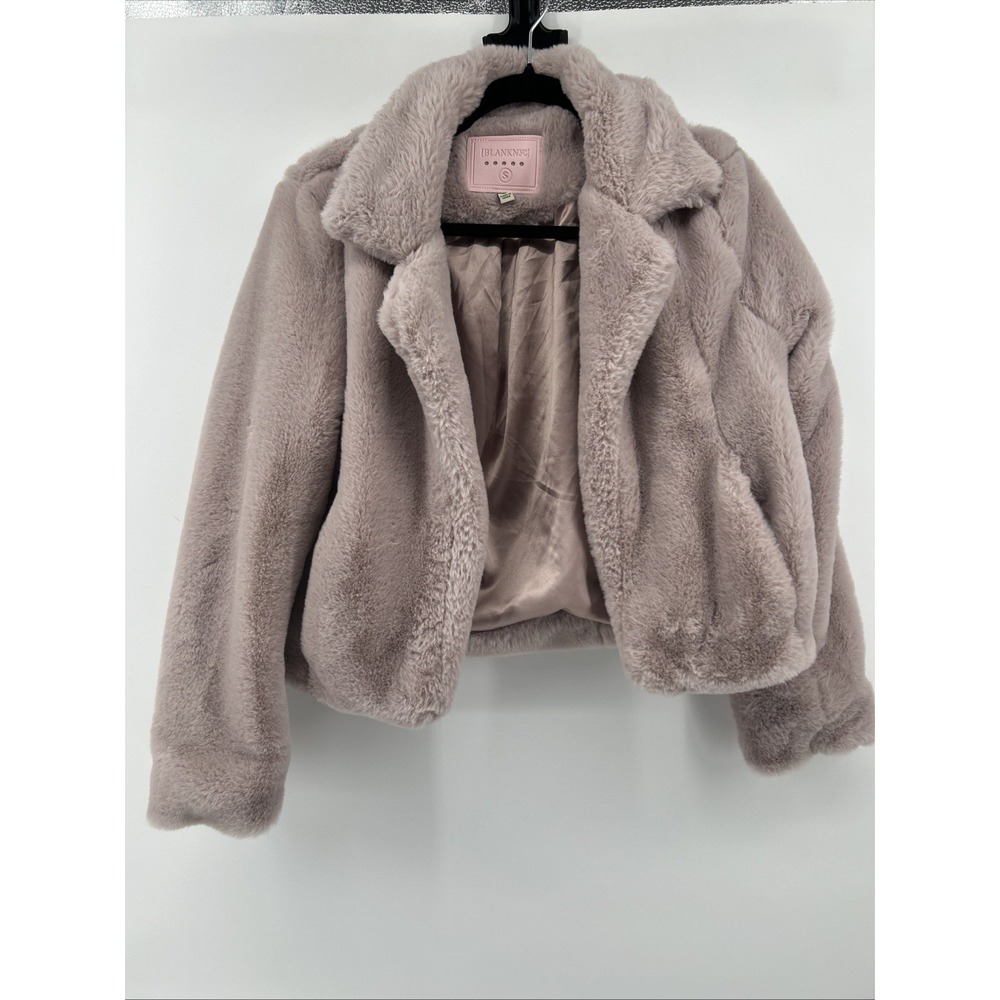 BLANKNYC Dusty Rose Pink Faux Fur Cropped Jacket Coat Sz Small Cool Girl Street